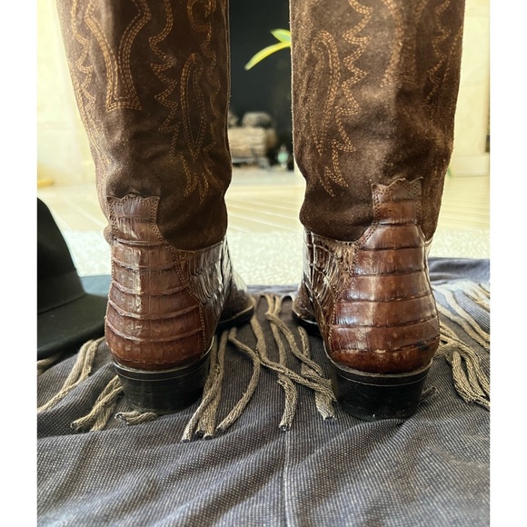 Sartore Alligator and Suede Cowboy Boots - 7.5 - Picture 11 of 15